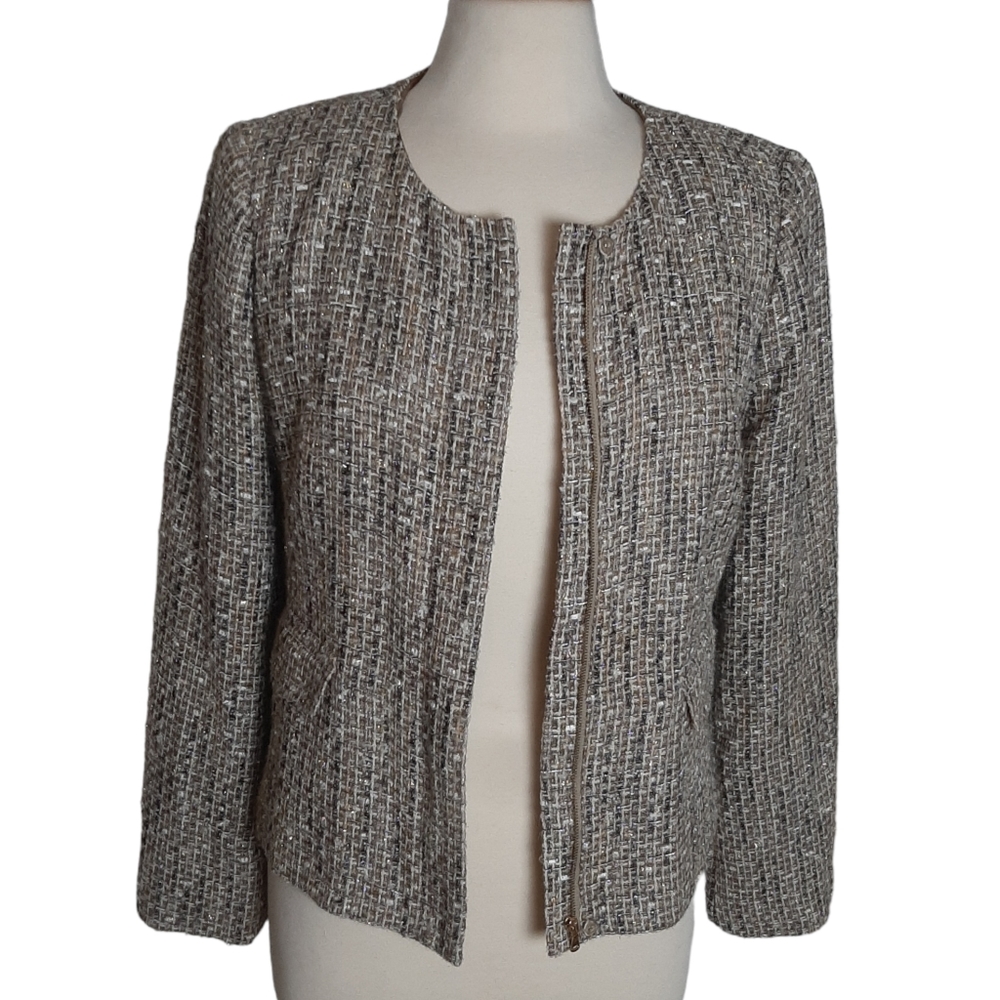 Talbots Tweed Jacket Zipper Front - image 4